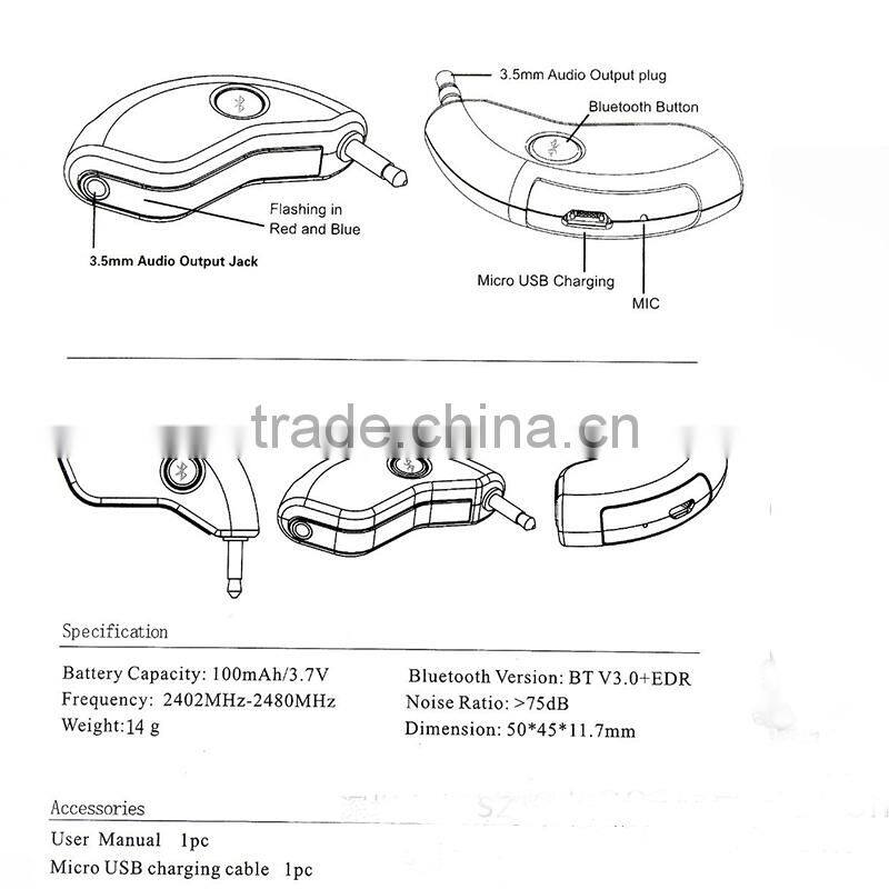 V4.2 Car Bluetooth Music Receiver to Car AUX / Stereo Speaker