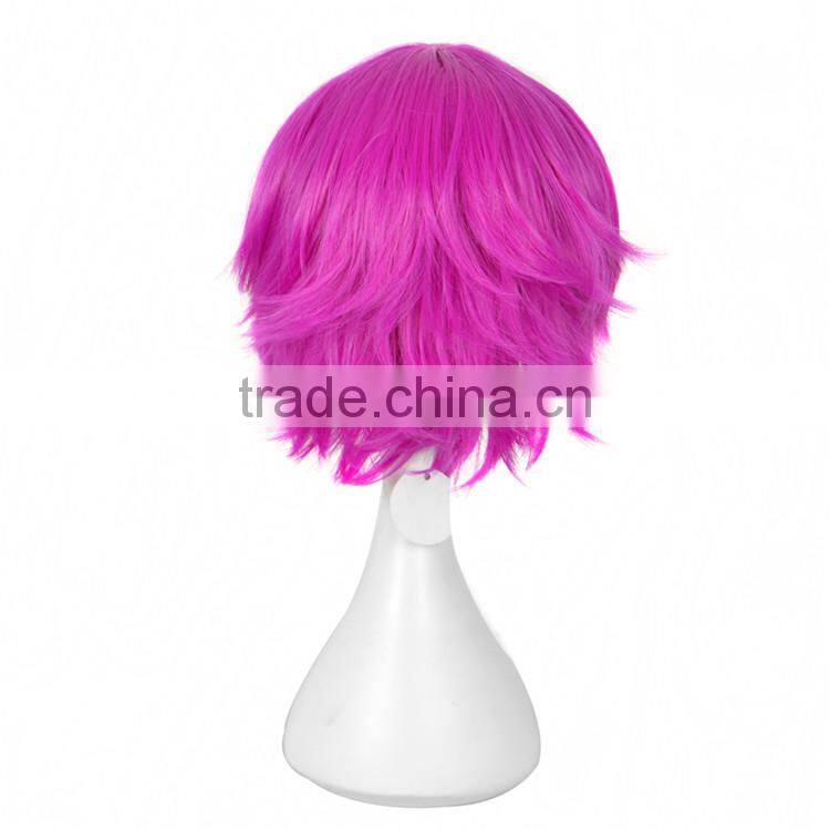2016 Cheap Fashion Synthetic Hair Wig Rose Red Colored Cosplay Party Wig For Wholesale