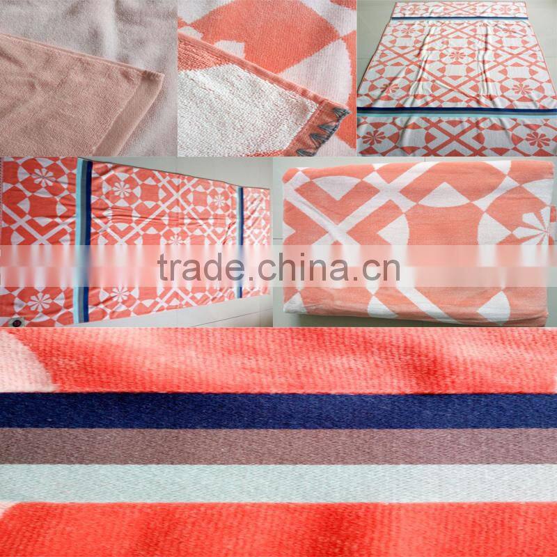 Satin board jacquard velour cotton custom design full red color luxury 80*160cm yarn dyed beach towel also for swimming pool