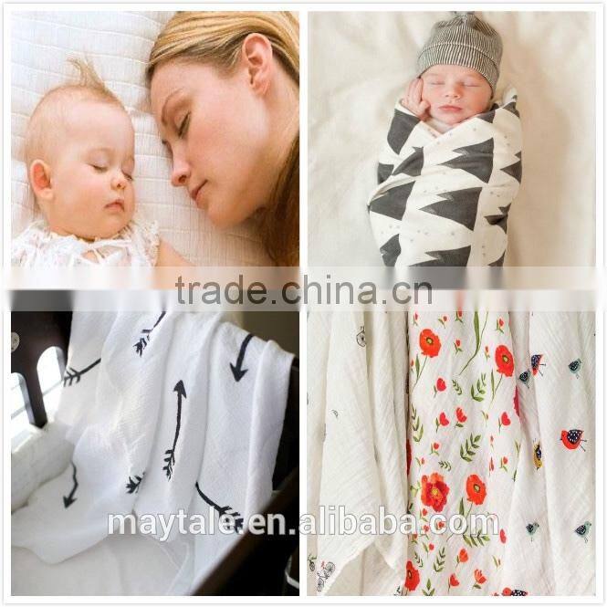 100% organic cotton muslin swaddle blanket 47"x47"