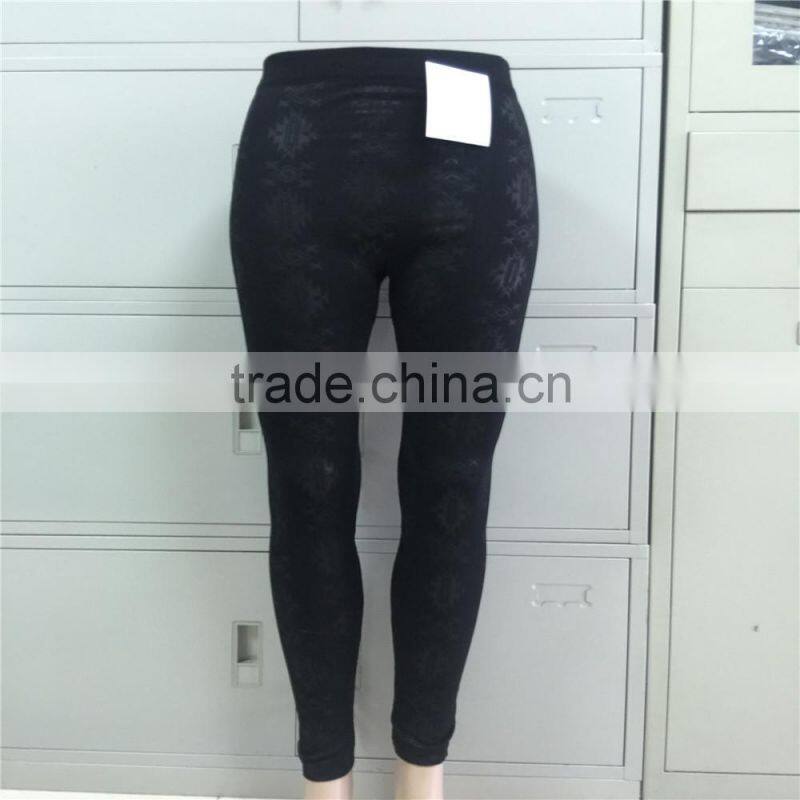 Women's Winter Thick Warm Fleece Stretchy black color emboss legging Pants