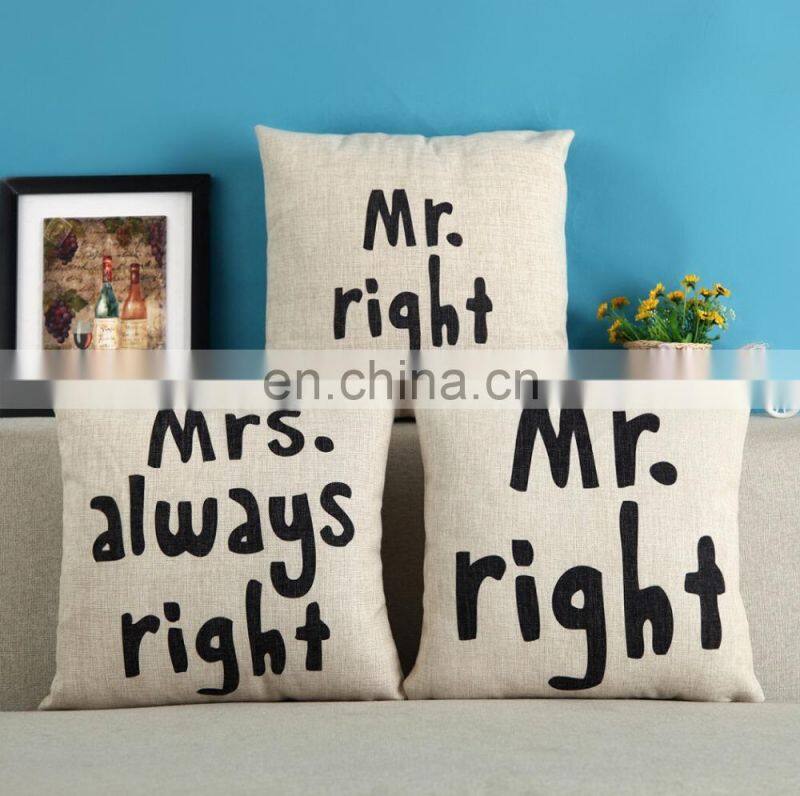 Mrs&Mr Right Cushion Sofa Throw Pillow