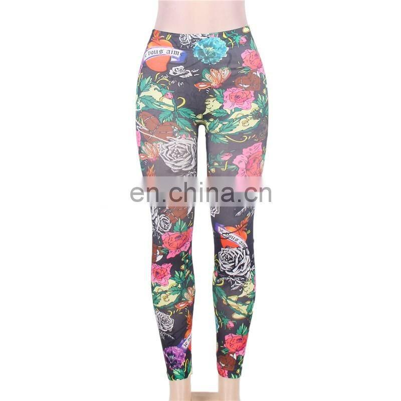 OEM Design Flower Leggings for Women 2016