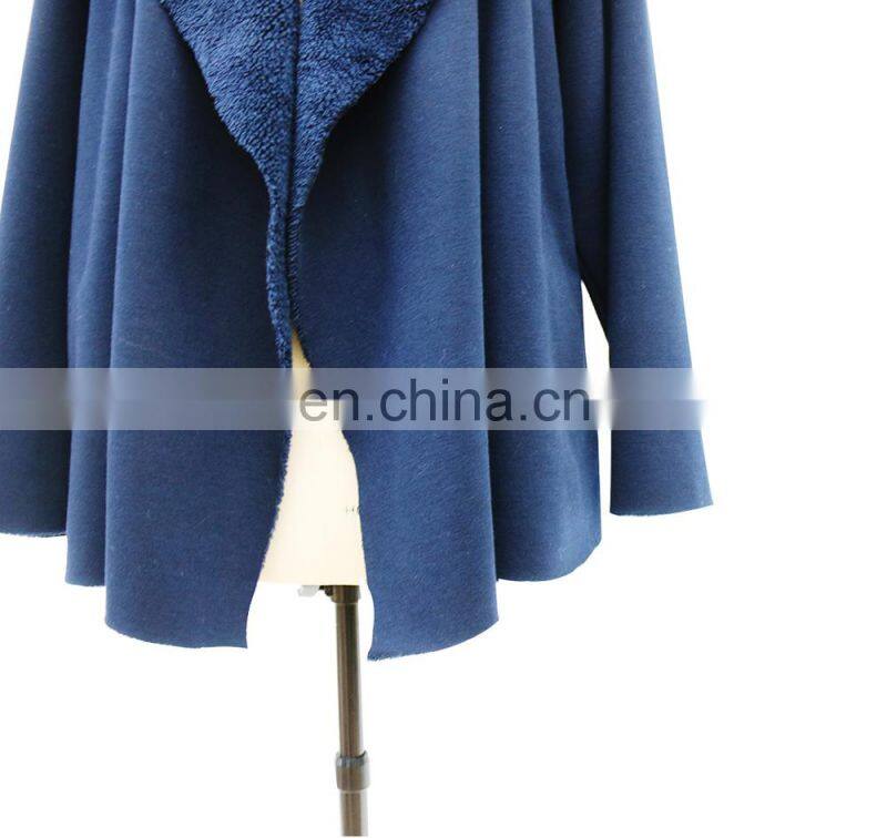 Women cheap hooded knitted fabric compound fake fur coat