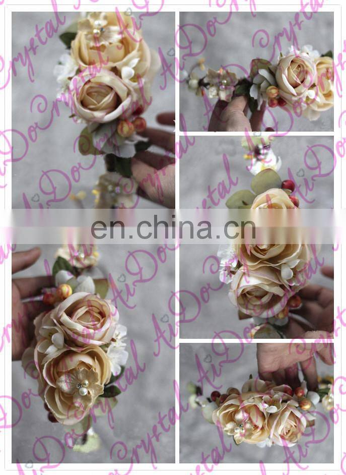 Aidocrystal champagne wedding party hair clips for hair headpiece bridal flower hair accessories for ladies