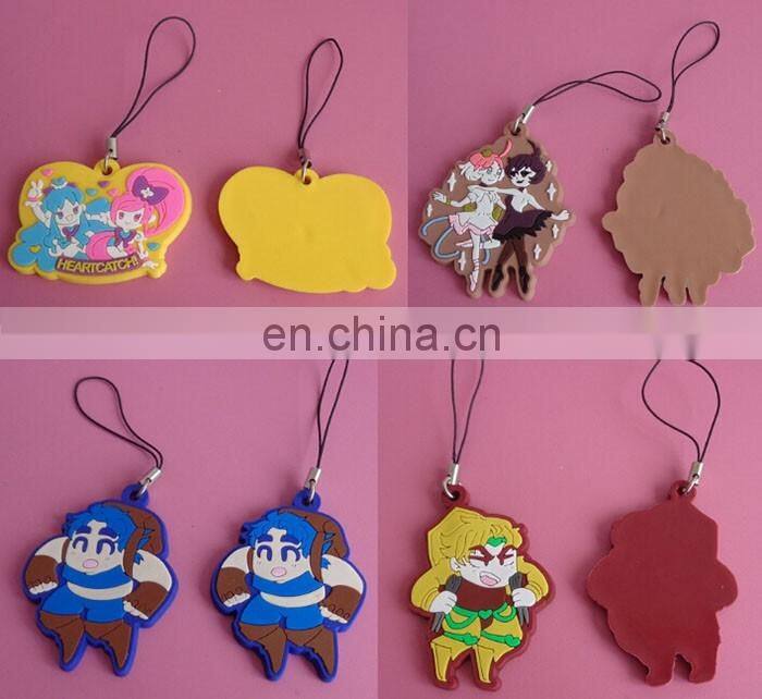 custom cute white bear shaped pvc mobile phone strap