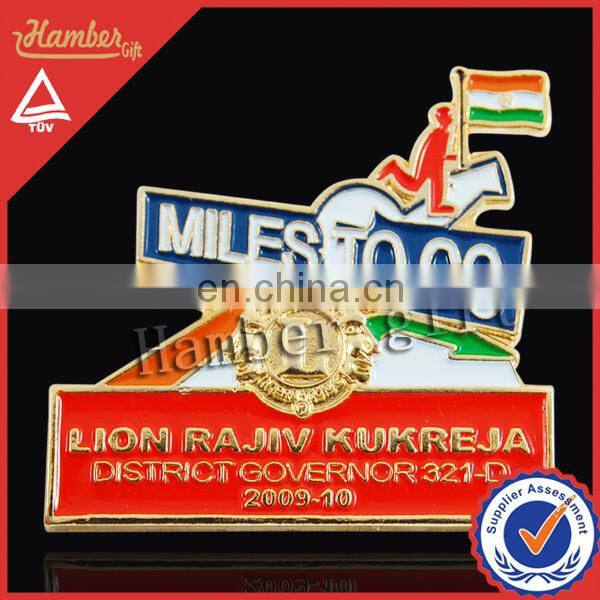 Soft enamel gold plated metal pin badge