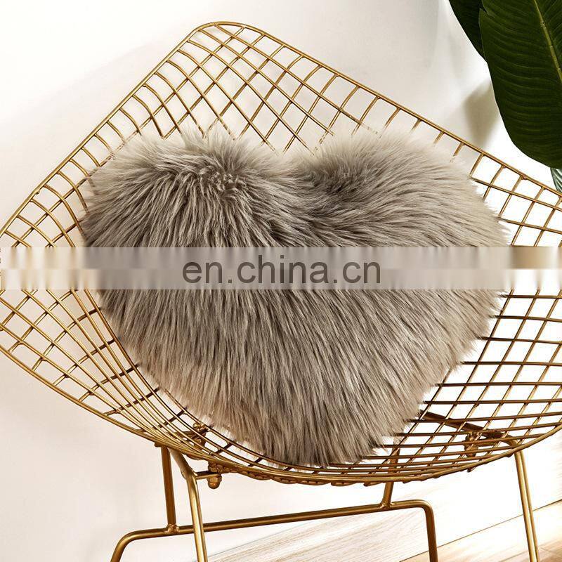 Home decorative heart shape faux fur throw pillow cover