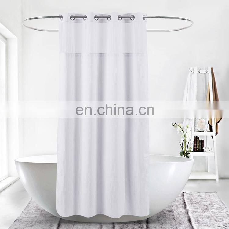 Factory Direct New Custom Hookless Polyester White Shower Curtain for Hotel Shower Curtain Liner