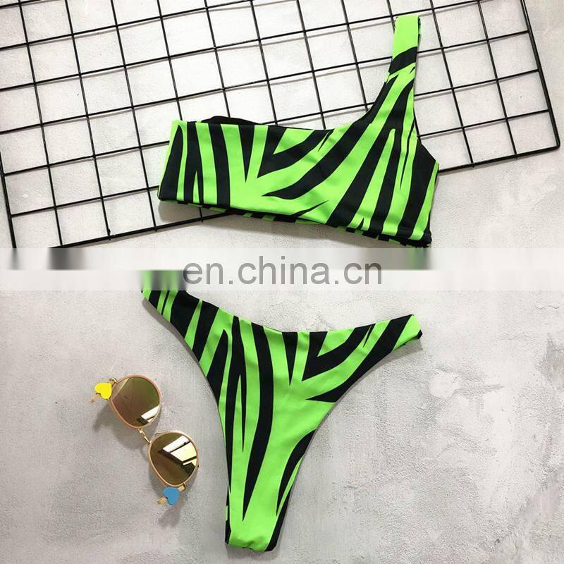OEM New Short-Sleeved Split Tube Top Bikini Brazilian Swimsuit Sexy High Waist Swimwear Thong Bottoms T-Shirt Bikini