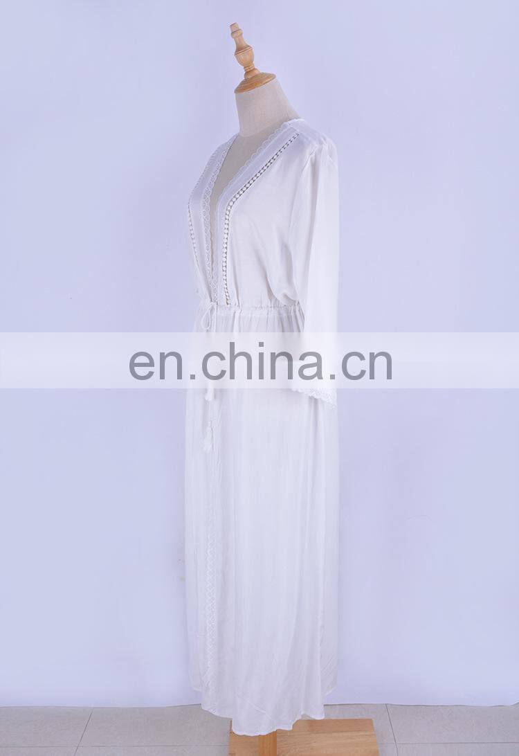 Plus size Red Cotton Beach Dress Embroidery Robe de Plage Bikini cover up Beachwear Pareos de Playa Mujer Beach tunic Cover ups