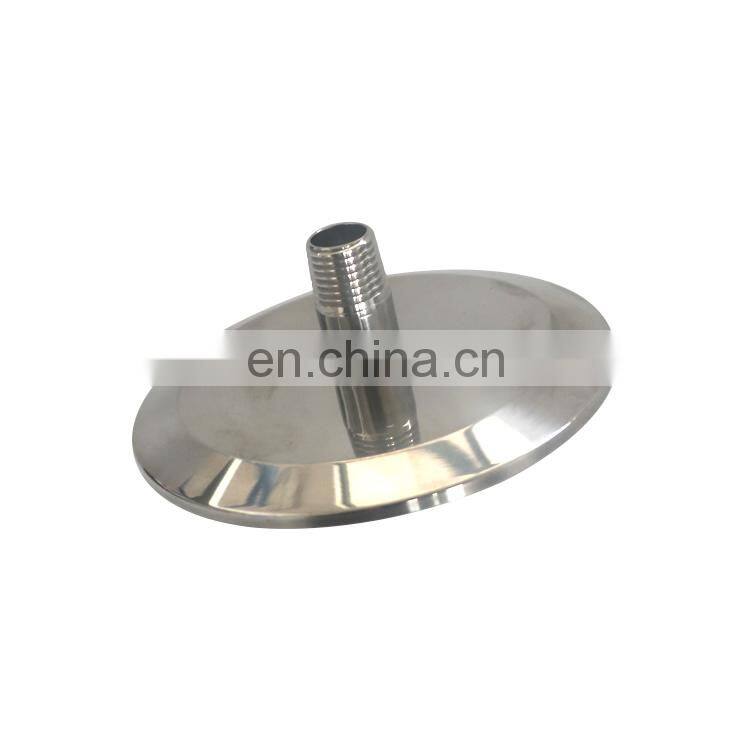 SS304 Tri-Clamp flat end cap lid with NPT port with triclamp ferrule opening
