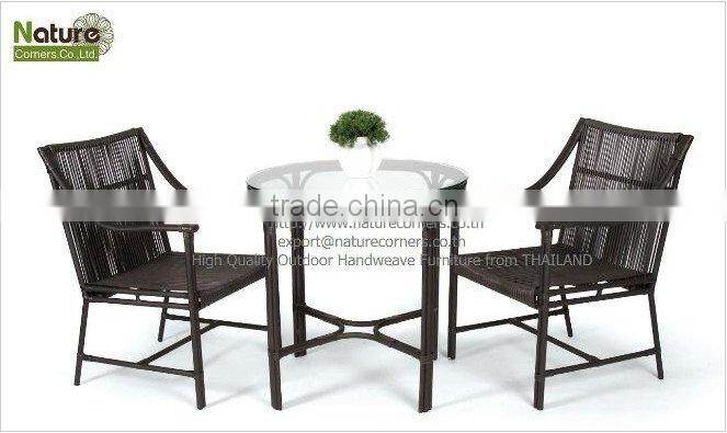Modern Rattan Wicker Dining Table and Chairs for 4 Persons