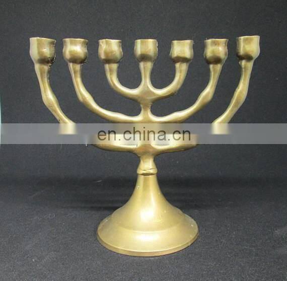 tall silver metal candle menorah