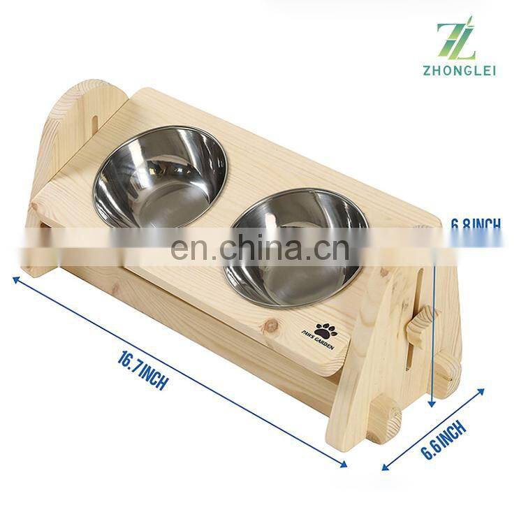 Pet Bowl for Cats and Small Dogs,Adjustable Elevated Dog Cat Food and Water Bowl Stand Feeder with 2 Ceramic Bowls W-Assembly Ba