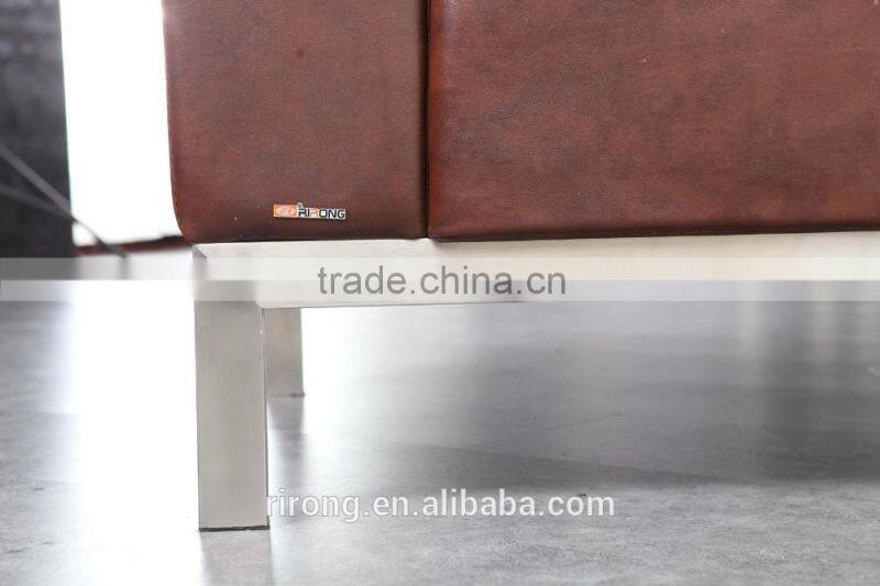 Low back sofa cushion and stainless steel feet violino leather sofa jitem 8039