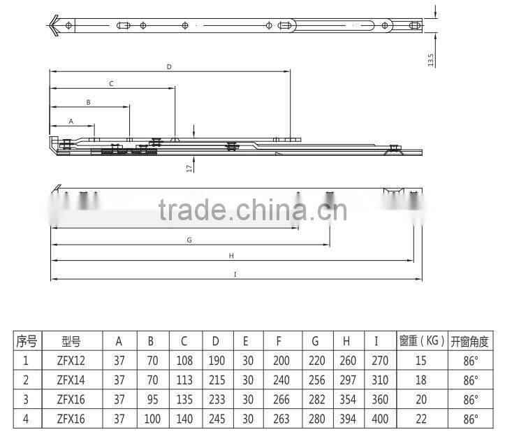 HFP13.5-15 high quality window friction stay hinge