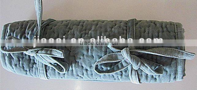 cotton velvet fabric quilted jewellery roll
