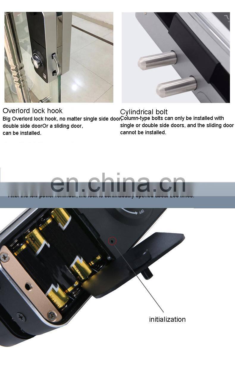 Double Glazed Security Biometric Fingerprint Password Smart Sliding Frameless Glass Door Electric Door Lock