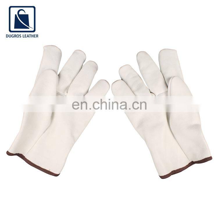 Normal Zig Zag Color Binding Straight Thumb Leather Gloves for Bulk Purchase