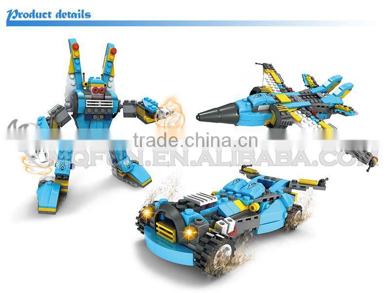 Mini Qute DIY boy 3 in 1 change robot super hero cars action figure plastic building block brick models educational toy NO.25619