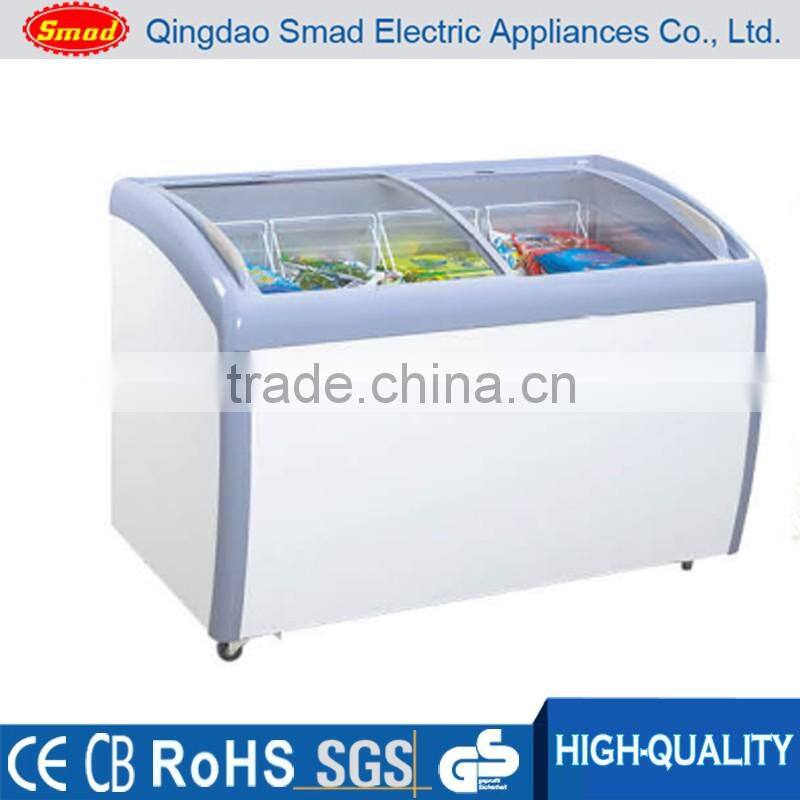 Supermarket mini upright ice cream deep display freezer showcase