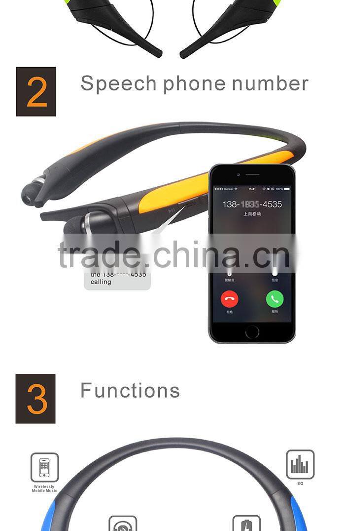 china bluetooth wireless headset headphones price with Calls vibration