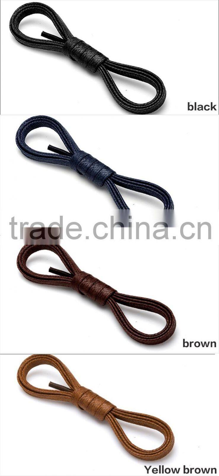 6mm Wide Flat Waxed Shoelaces Cotton