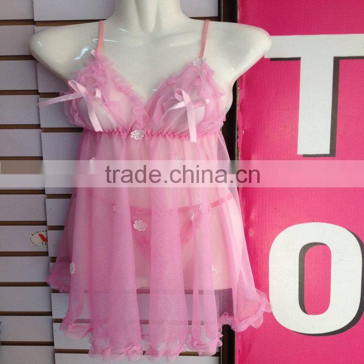 1.23USD Wholesale Mixing 14 Models Sexy Transparent pajama G string Inside/pyjamas/Sleepwear (qqsy058)