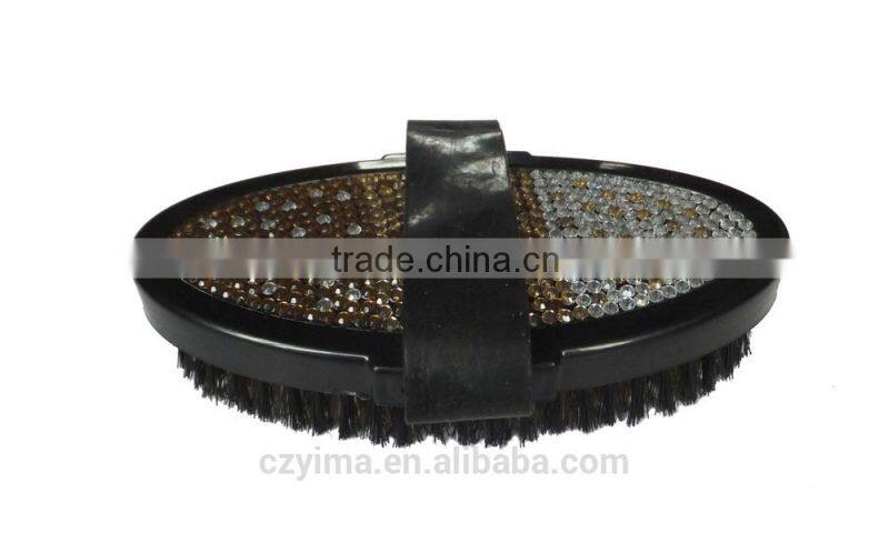Hot! bling horse body brush with yellow gradient pattern/rhinestone
