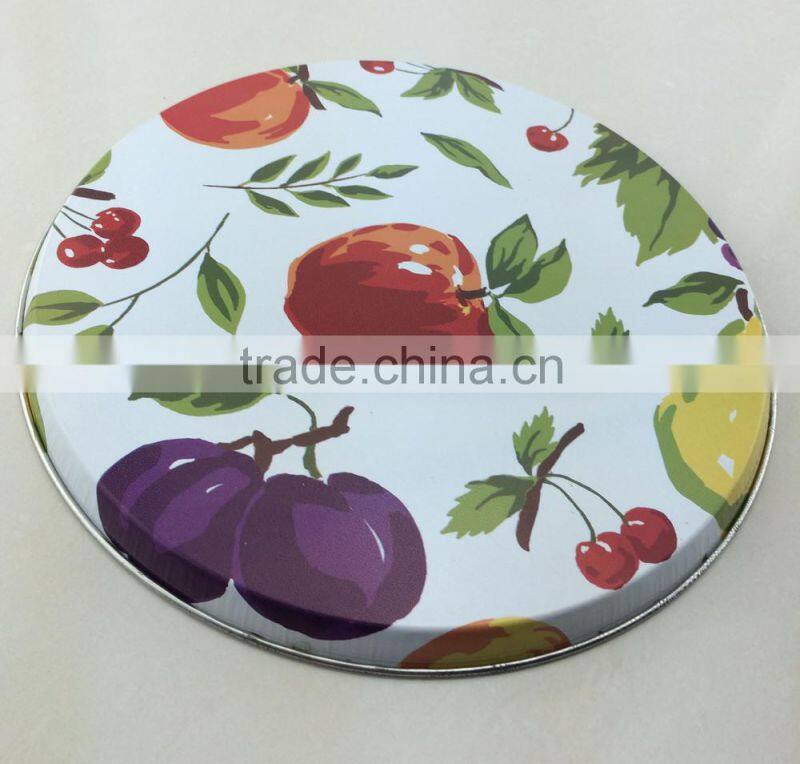 pretty hot selling round metal tin tray