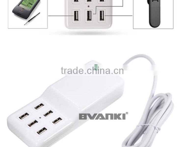 2016 trending hot products Universal Wall Socket 50 Watt 6 Port Rapid Charger Desktop USB Charger with AC power cable
