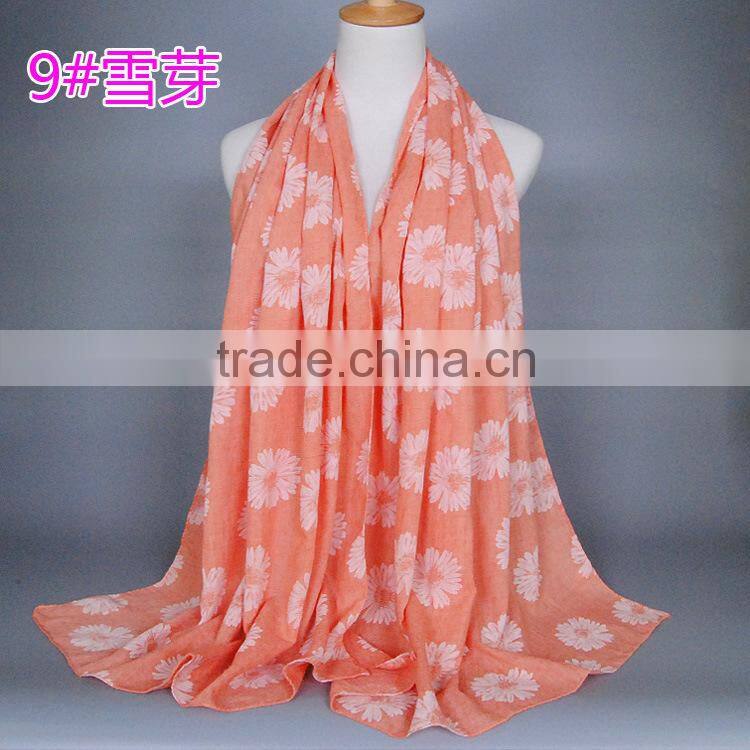 New Style Autumn Winter Sunflower Printed Cotton Linen Muslim Hijab Shawls And Scarves