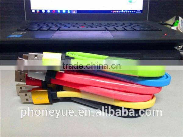 1m colorful aluminium alloy micro usb flat cable for samsung