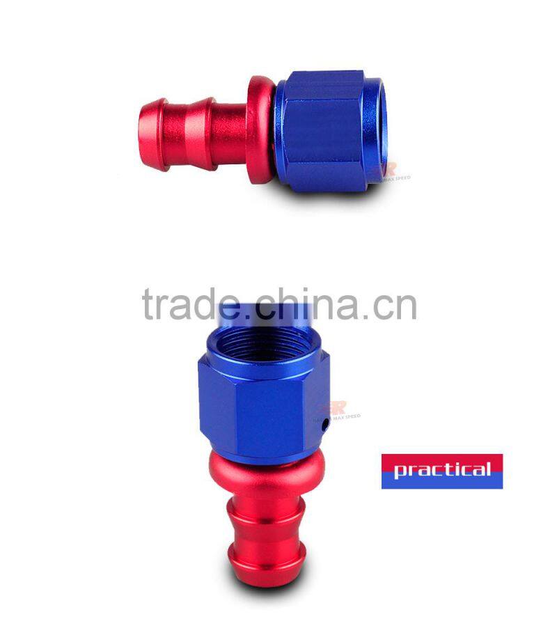 Aluminum oil cooler hose fitting Straight push on fitting hose end blue and red 10-001-12