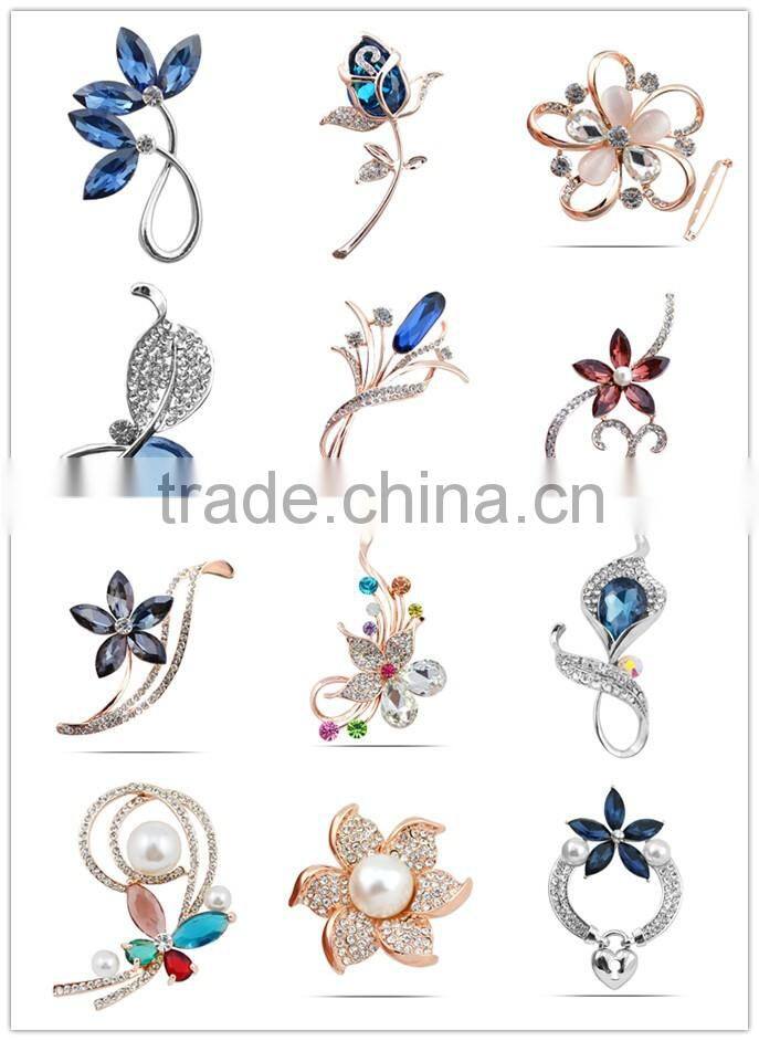 Elegant Handmade Crystal Silver Plated Artificial Brooch Flower Diy Brooch Bouquet