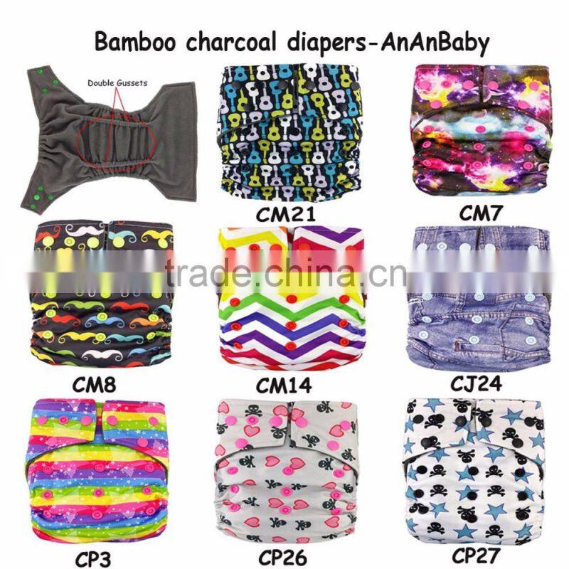 2016 AnAnBaby Best Printed Double Pocket Chevron Baby Diapers Wet Bags