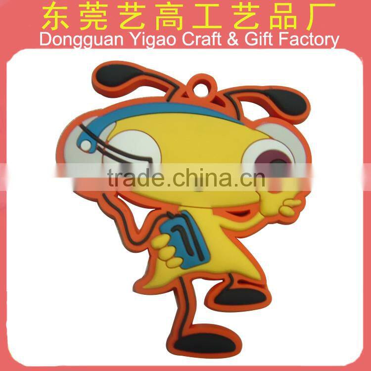 Factory wholesale 3d rubber animal shape keychain, lovely anime keyrings