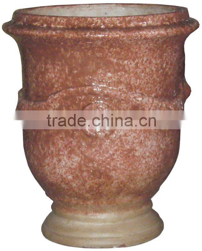 ceramic low garden pot with dot design