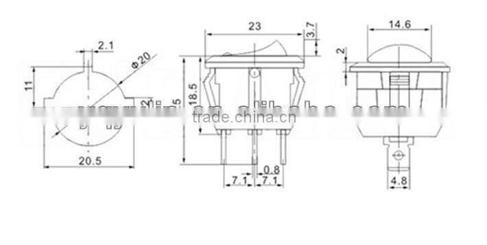 FILN blue 12V led Nylon ON OFF KCD1-2 rocker switch