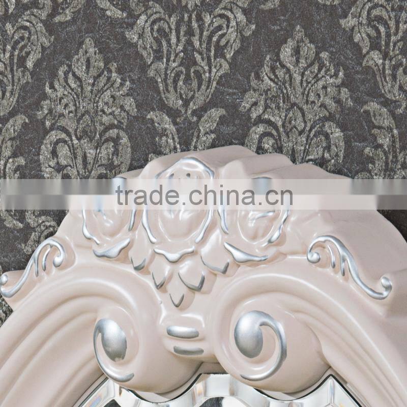 Luxury Antique European French Baroque Style Ivory White Hand Carved Wooden MDF Vanity Dressing Table Set