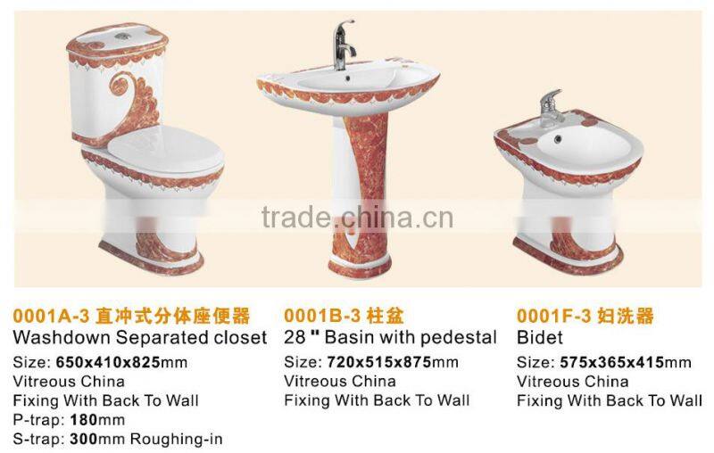 Bathroom Design Ceramic High Grade Decoractive European Three Set two piece toilet