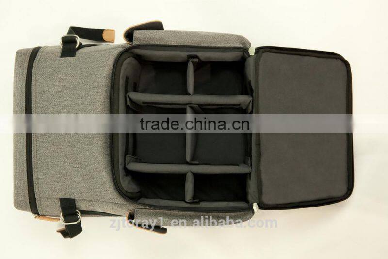 Vintage Grey Canvas Camera Laptop Backpack