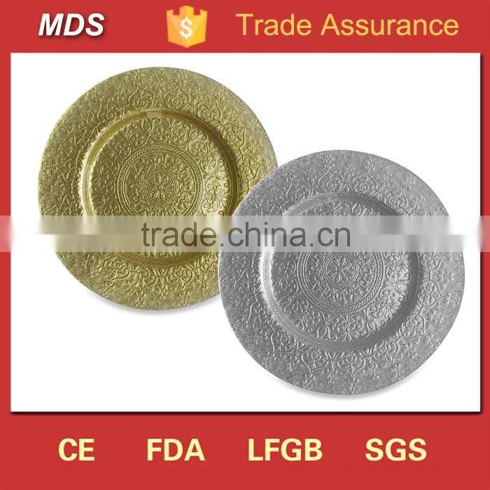 Rose antique gold plate elegant glass charger plate