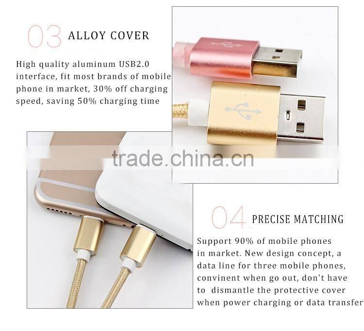 multi-function usb multi charger charging plug USB data line cable 8pins micro type c 3 in 1 for iPhone and Android