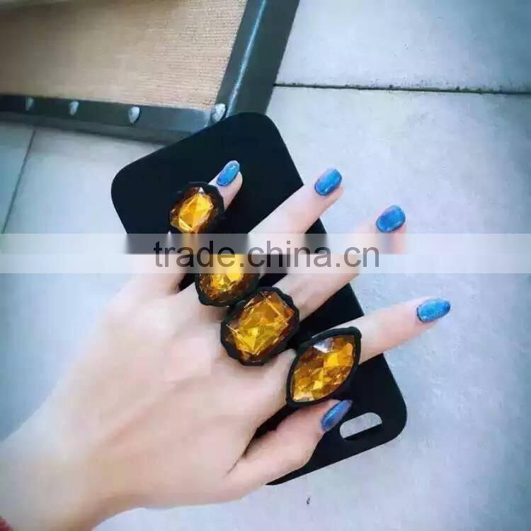 Fashion Charm Diamond Gem Ring Silicone Case Cover For iPhone 5/6/6S Plus