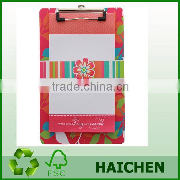 Pen Holder Clipboard, Letter Size, Low Profile Clip, Hardboard Single