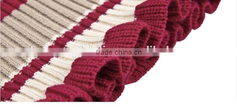 new spring collar butterfly stripes five points sleeve knitted sweater for woman clothes 2015