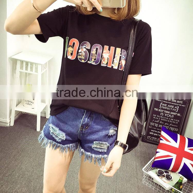 Korean cartoon letter picture short sleeve T-shirt