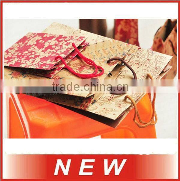 kraft paper bag,gift bag,packing bag,flower print,various design